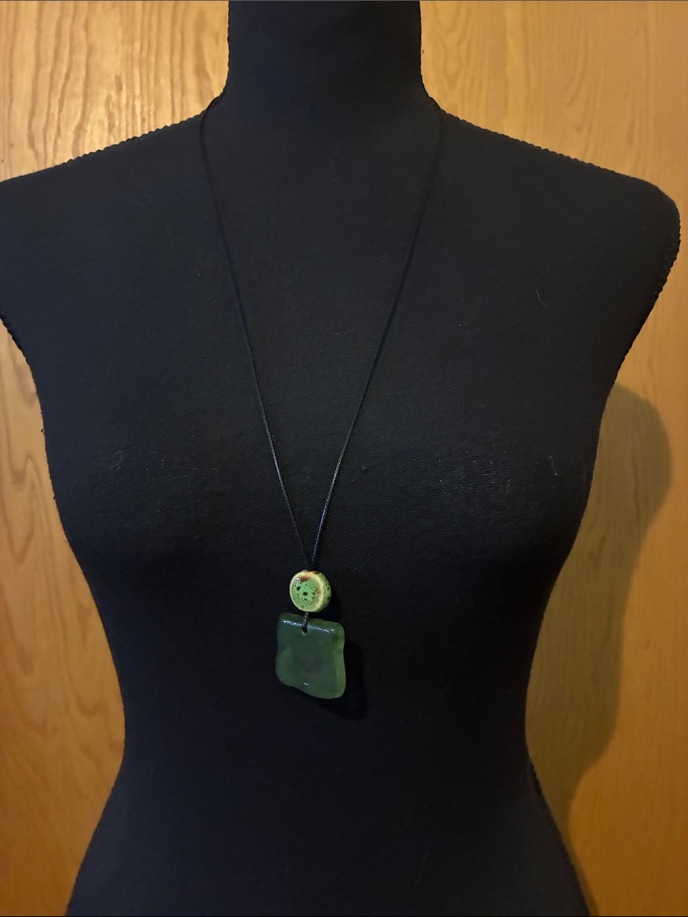 Handcrafted Green Ceramic Pendant Necklace - Women Jewelry